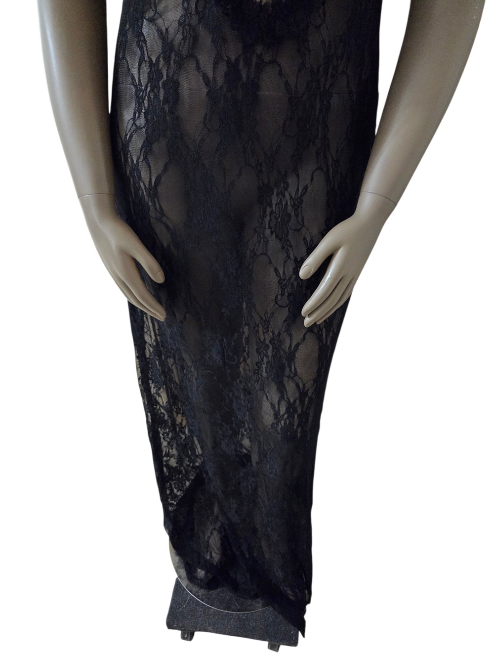 F NOVA V-Neck Ruffled Cut-Out Lace Swimwear Cover-Up Maxi Dress 2XL Black NWT - Picture 5 of 12